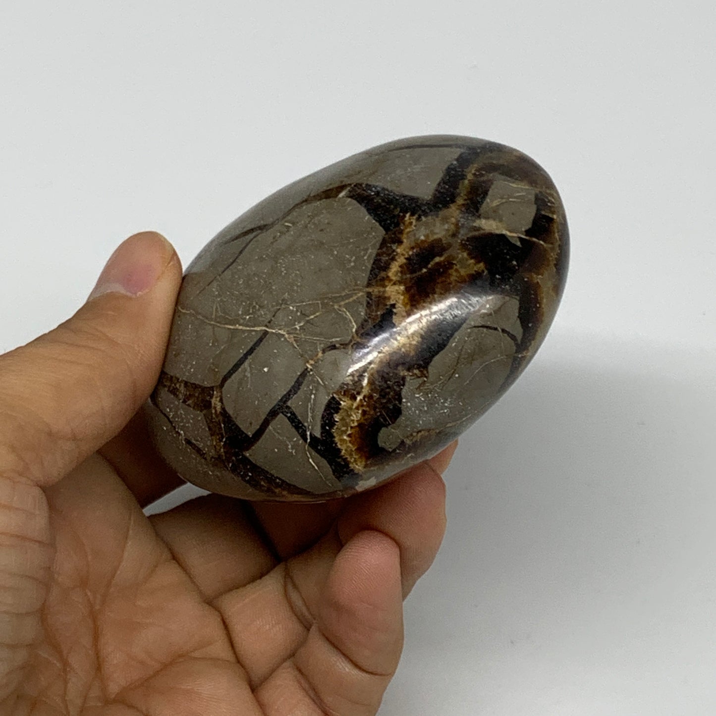 0.57 lbs, 2.6"x3"x1.5" Septarian Nodules Heart Polished Healing Crystal, B31021