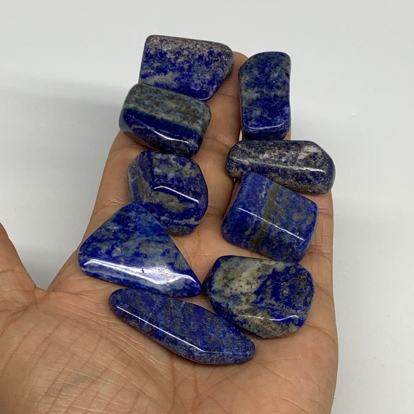 124g,0.9"-1.6", 9pcs, Natural Lapis Lazuli Tumbled Stone @Afghanistan, B30298