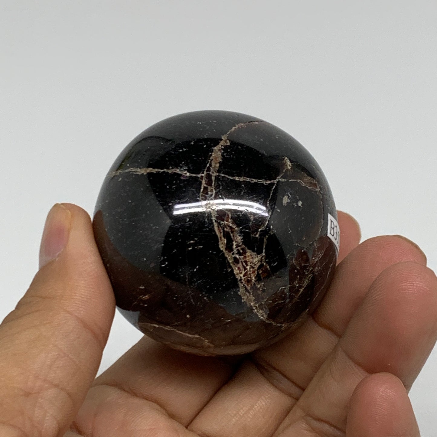 238.3g, 1.9"(48mm), Natural Red Garnet Sphere Ball Gemstone Polished, B35239