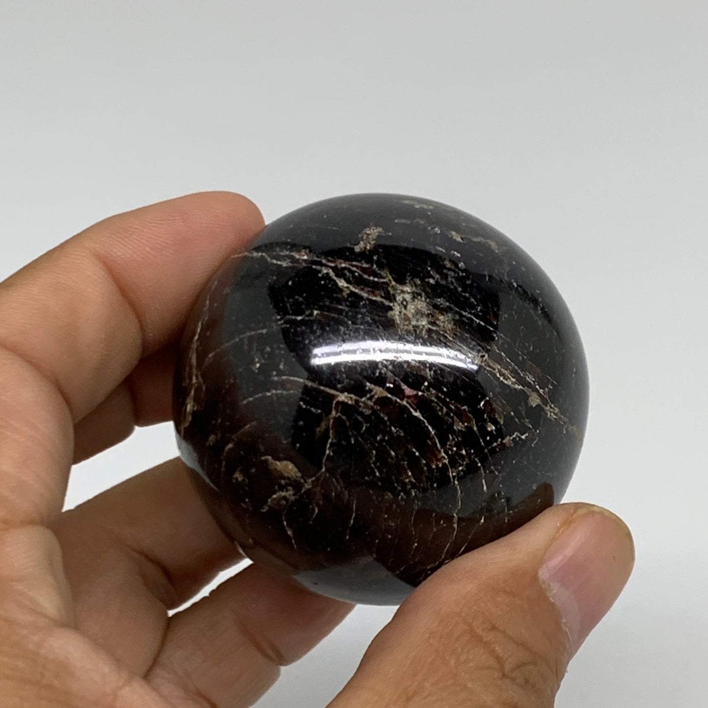 238.3g, 1.9"(48mm), Natural Red Garnet Sphere Ball Gemstone Polished, B35239