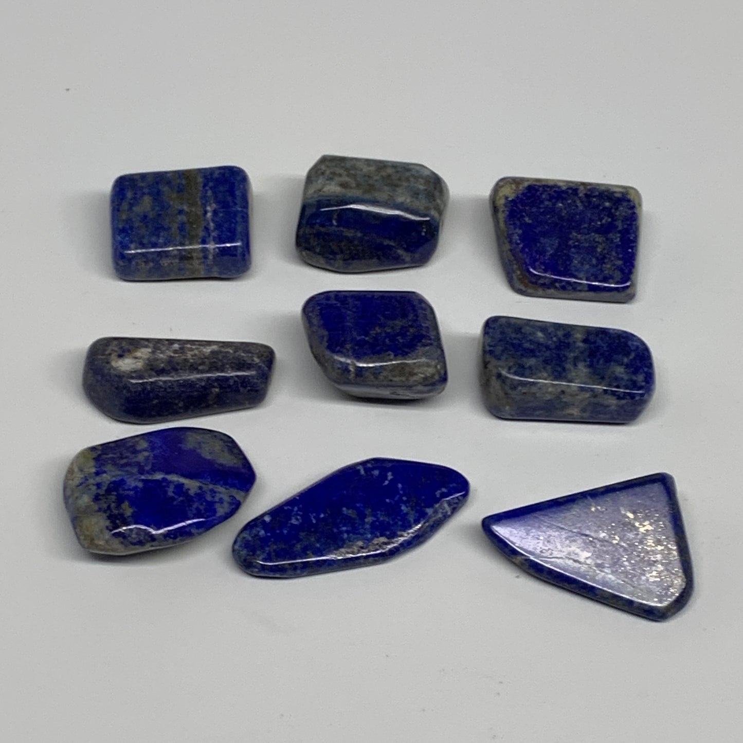124g,0.9"-1.6", 9pcs, Natural Lapis Lazuli Tumbled Stone @Afghanistan, B30298