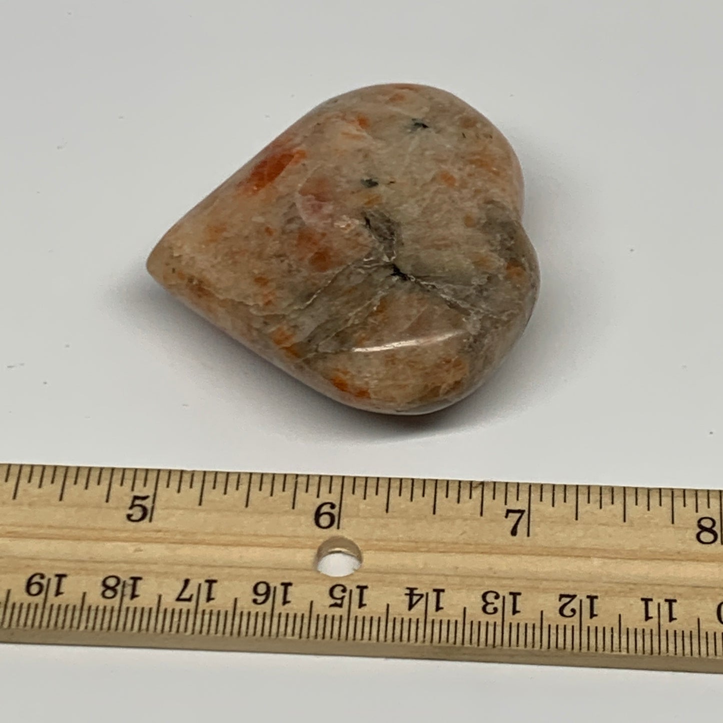 94.8g,2.2"x2.3"x0.9", Sunstone Heart Polished Healing Crystal @India, B28020