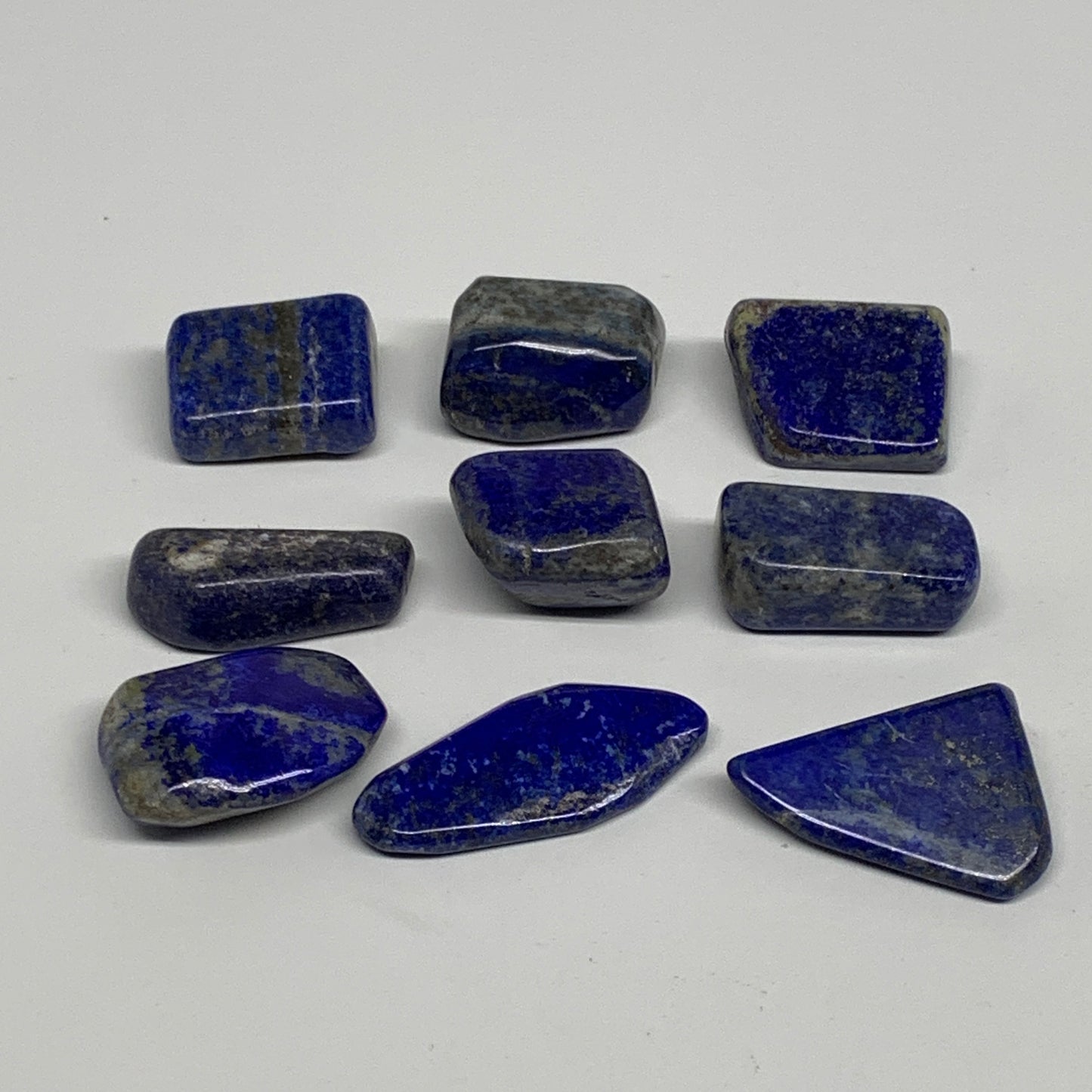 124g,0.9"-1.6", 9pcs, Natural Lapis Lazuli Tumbled Stone @Afghanistan, B30298