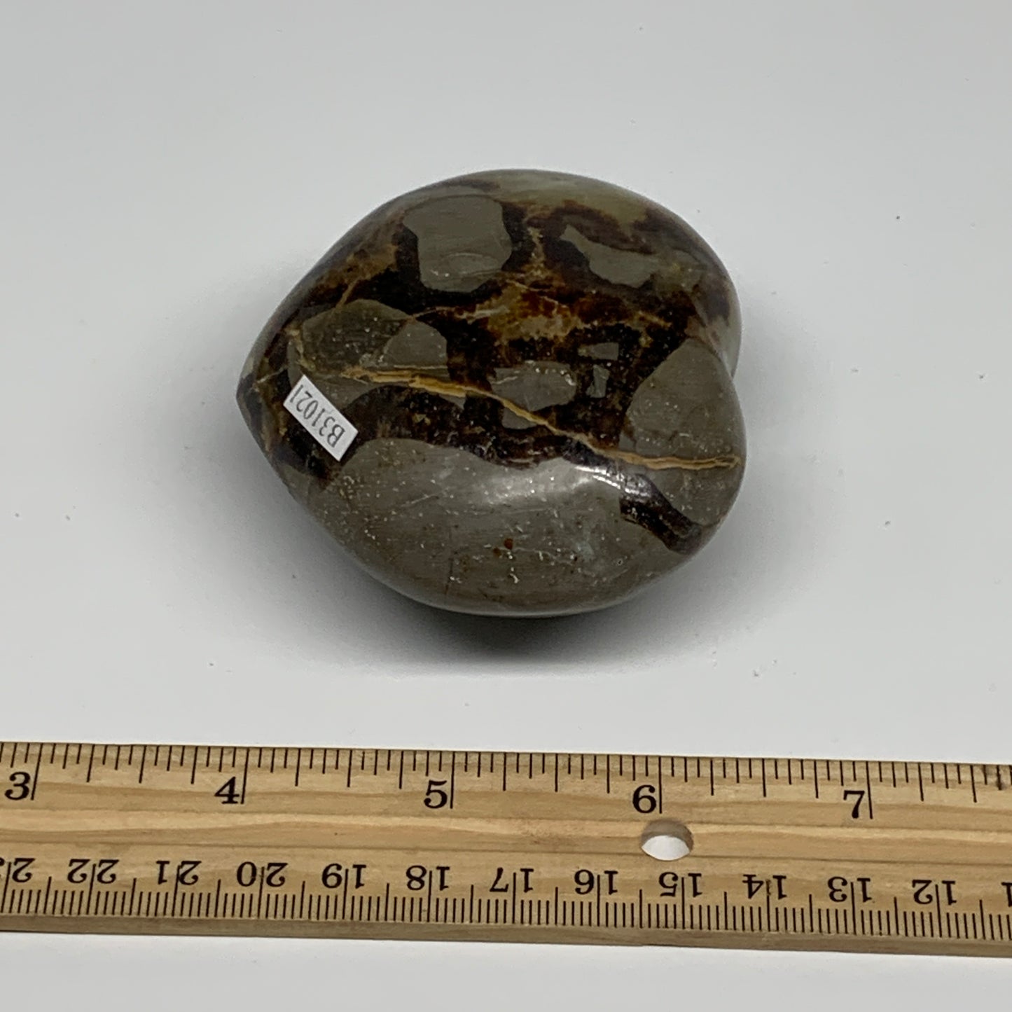 0.57 lbs, 2.6"x3"x1.5" Septarian Nodules Heart Polished Healing Crystal, B31021