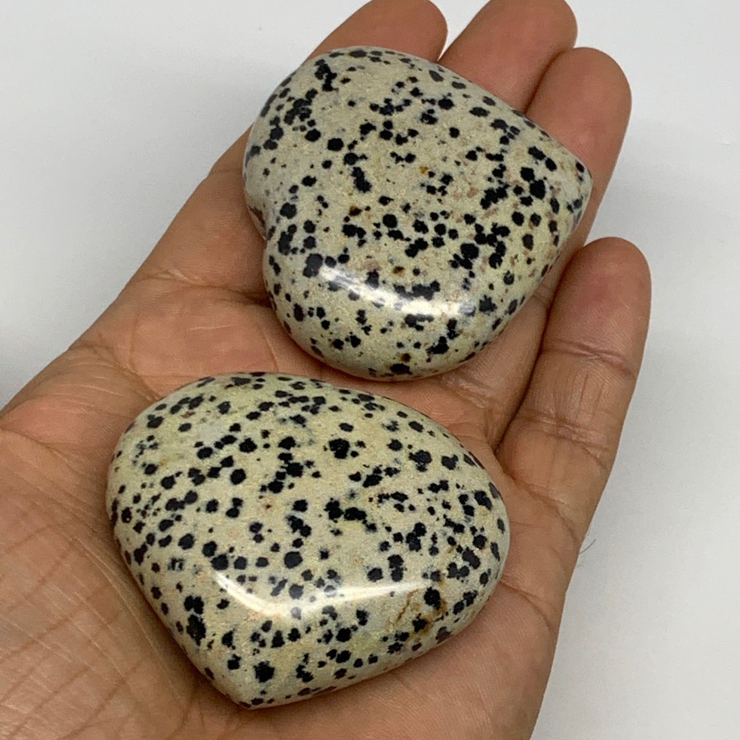 2.2 lbs (1000 Grams),1.9"-2", 13pcs, Dalmatian Jasper Heart Gemstone, B29563