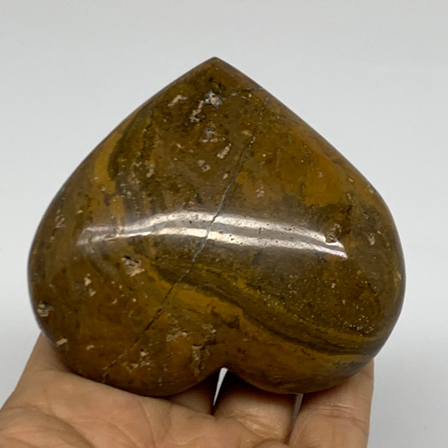 0.51 lbs, 2.9"x3.2"x1.3" Ocean Jasper Heart Polished Healing Crystal, B38354
