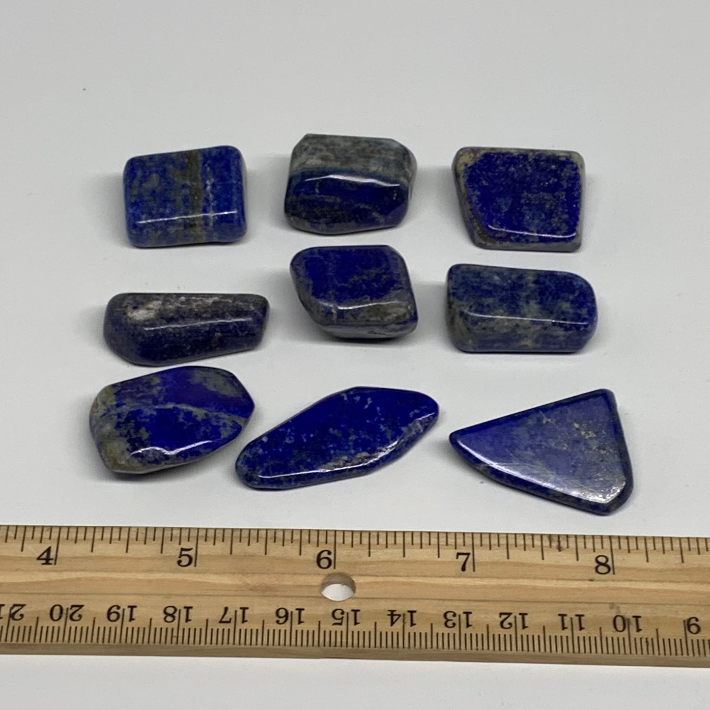 124g,0.9"-1.6", 9pcs, Natural Lapis Lazuli Tumbled Stone @Afghanistan, B30298