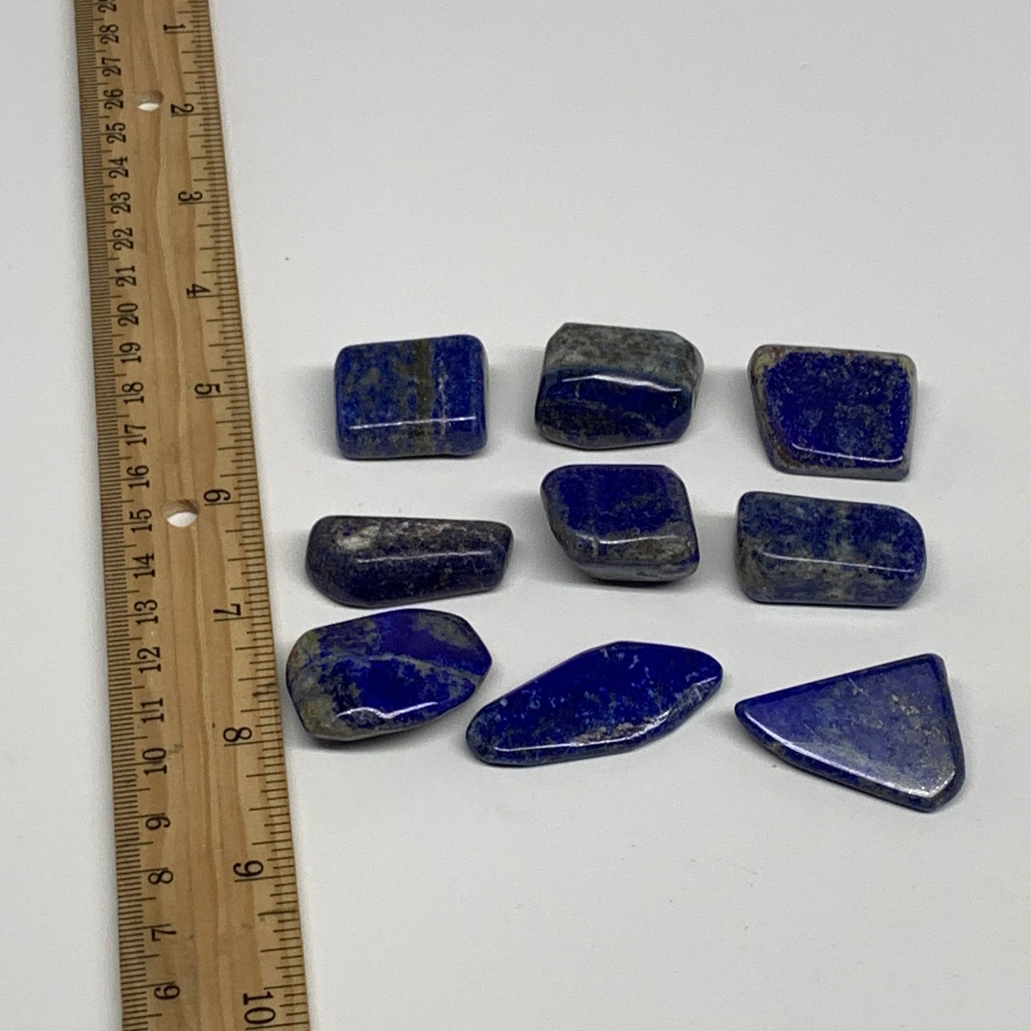 124g,0.9"-1.6", 9pcs, Natural Lapis Lazuli Tumbled Stone @Afghanistan, B30298