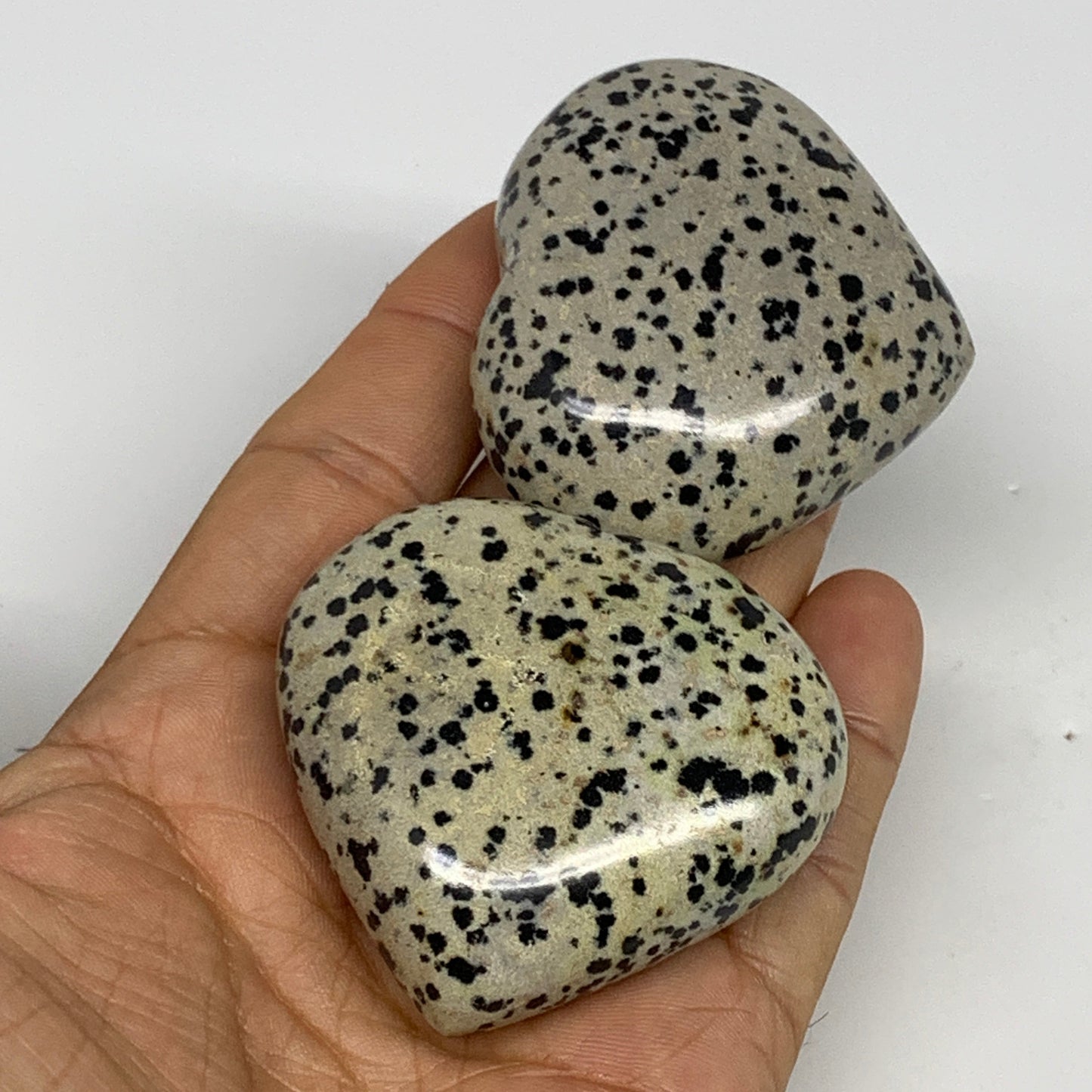 2.2 lbs (1000 Grams),1.9"-2", 13pcs, Dalmatian Jasper Heart Gemstone, B29563