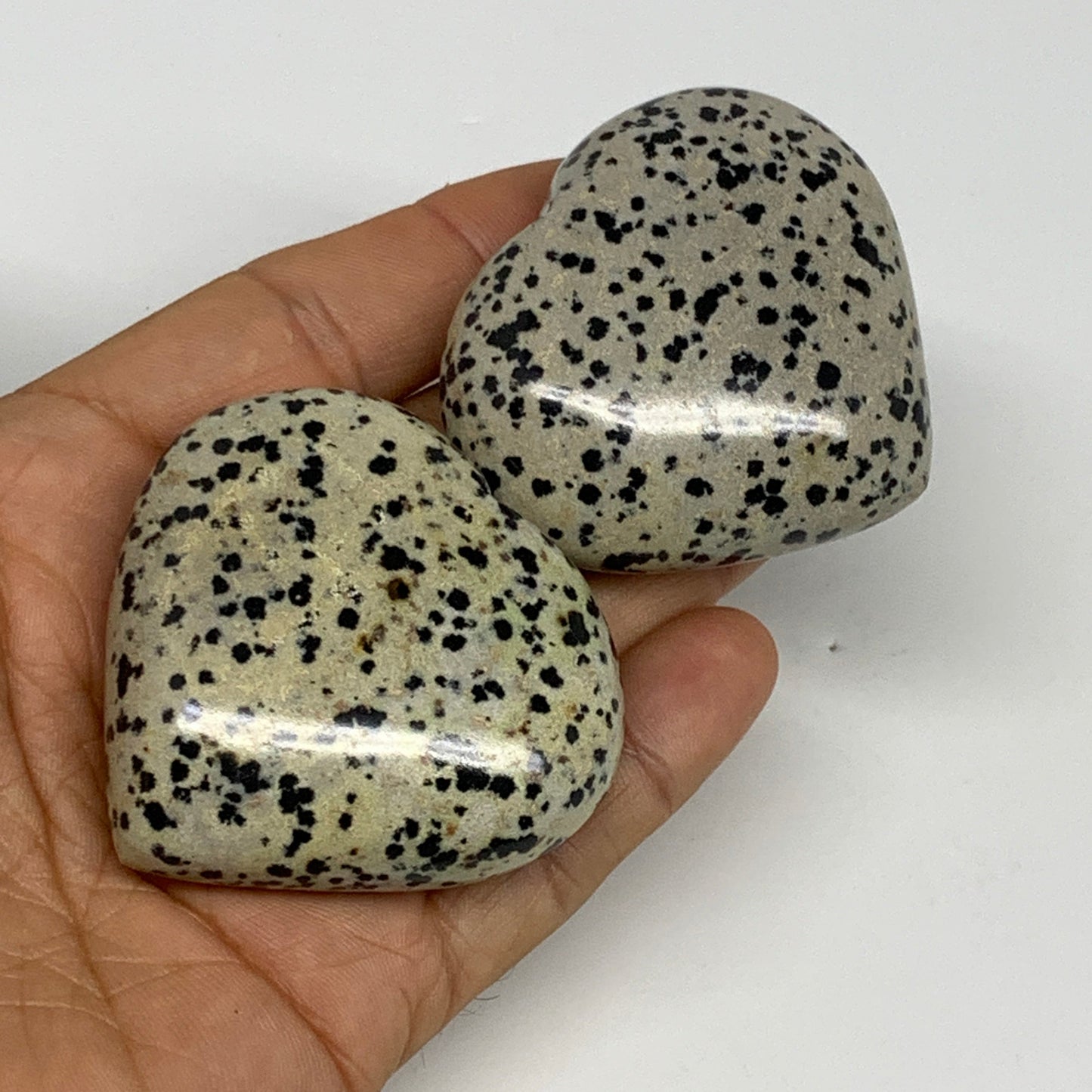 2.2 lbs (1000 Grams),1.9"-2", 13pcs, Dalmatian Jasper Heart Gemstone, B29563