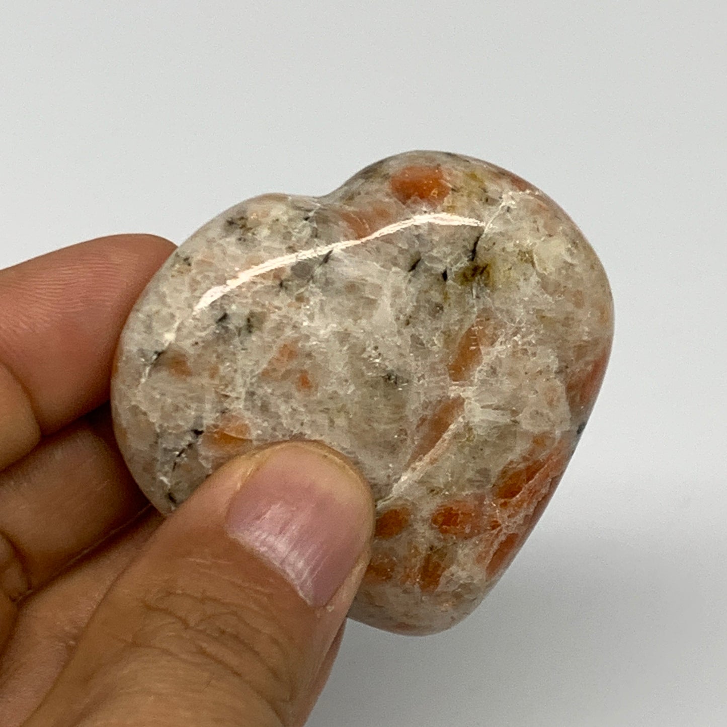 80.9g,2"x2.1"x0.8", Sunstone Heart Polished Healing Crystal @India, B28021