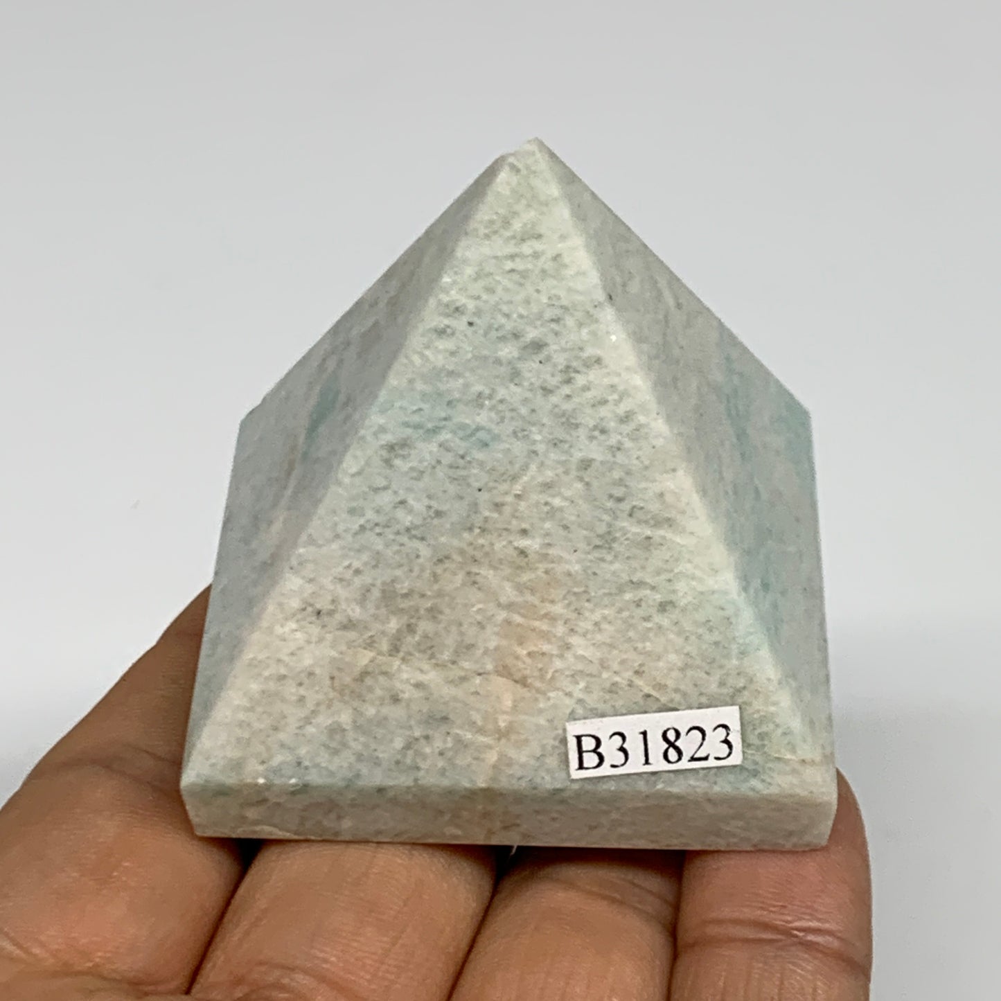 130.6g, 1.9"x2"x1.9", Amazonite Pyramid Gemstone, Decorative Stone, B31823