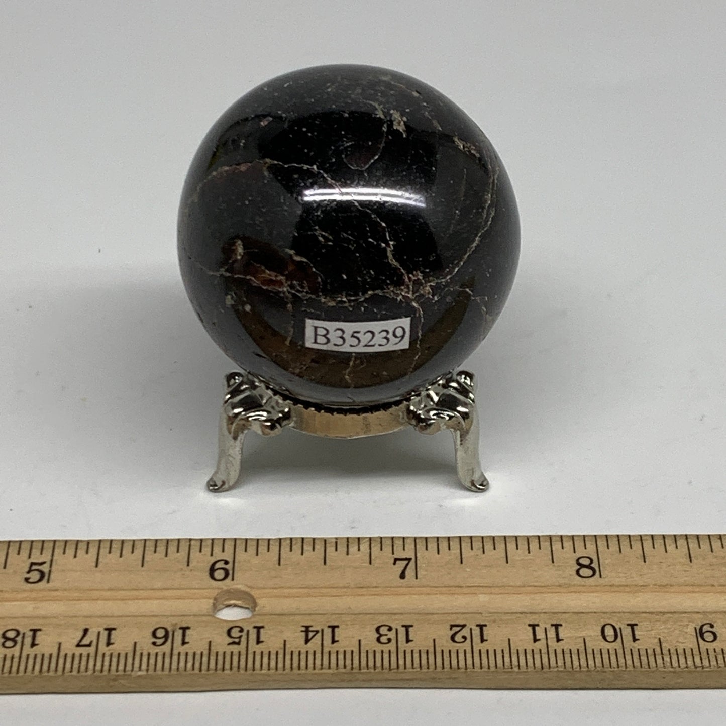 238.3g, 1.9"(48mm), Natural Red Garnet Sphere Ball Gemstone Polished, B35239