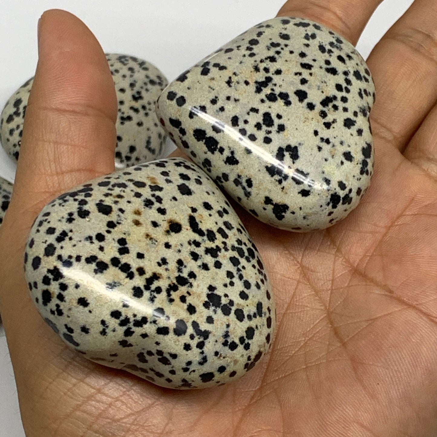 2.2 lbs (1000 Grams),1.9"-2", 13pcs, Dalmatian Jasper Heart Gemstone, B29563