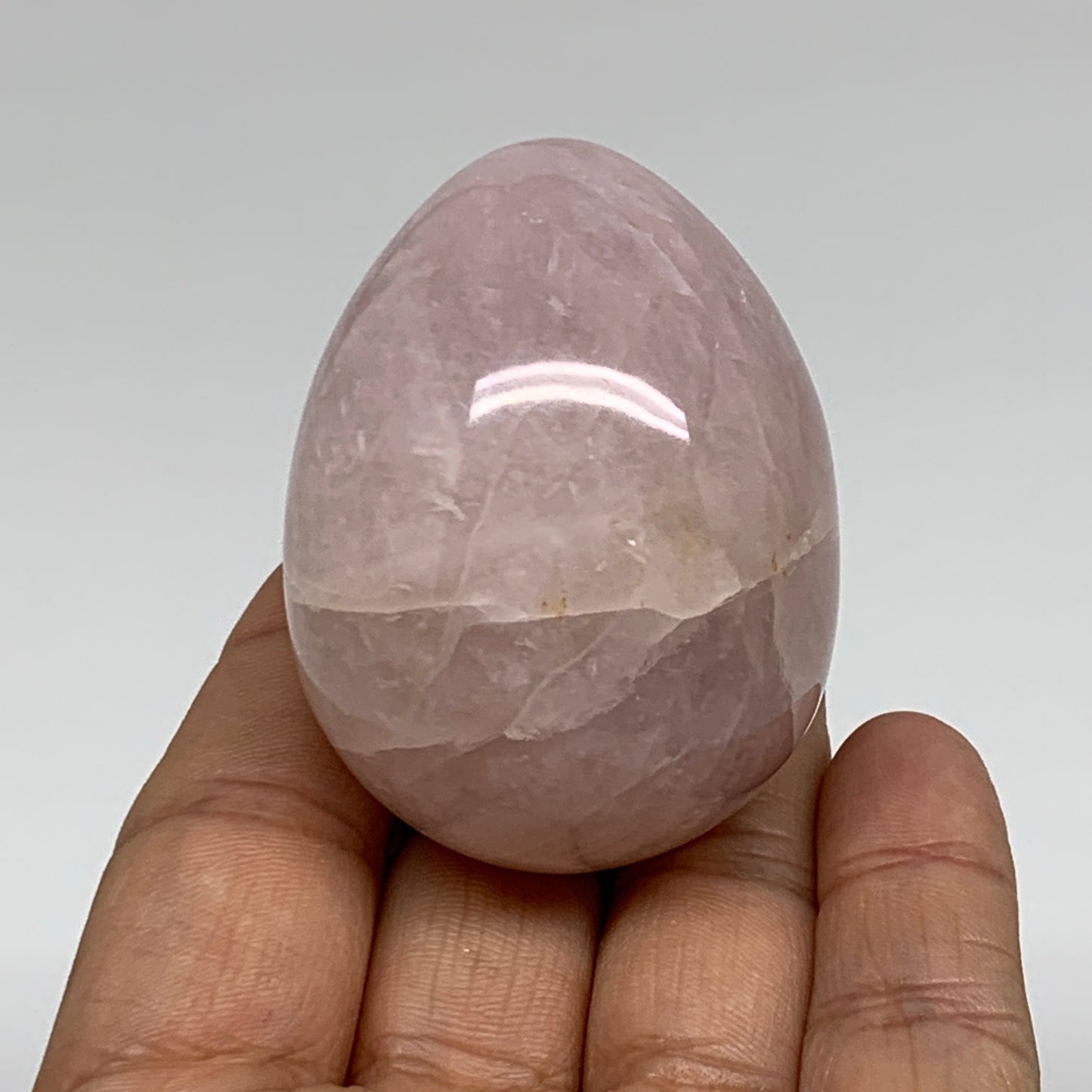 123.1g, 2.1"x1.6", Natural Gemstone Pink Rose Quartz Egg Crystal @India, B34467