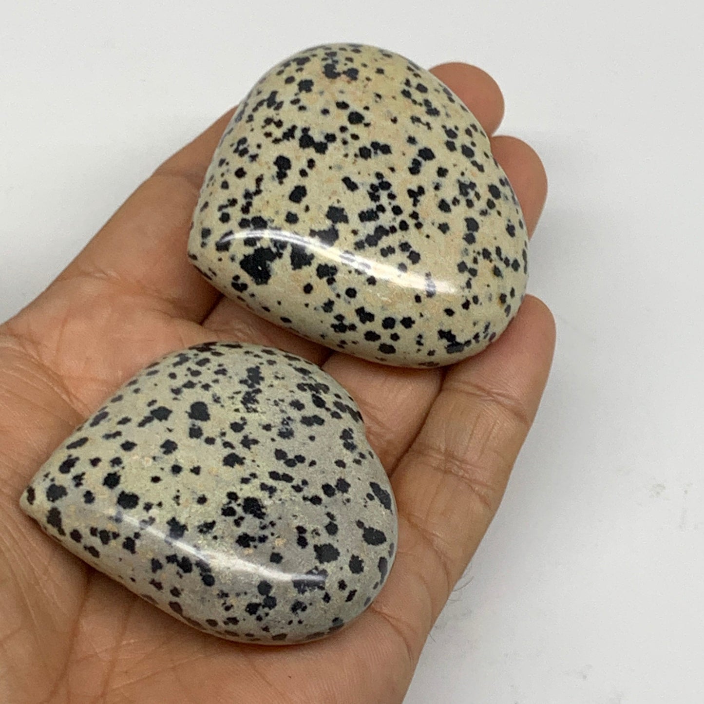2.2 lbs (1000 Grams),1.9"-2", 13pcs, Dalmatian Jasper Heart Gemstone, B29563