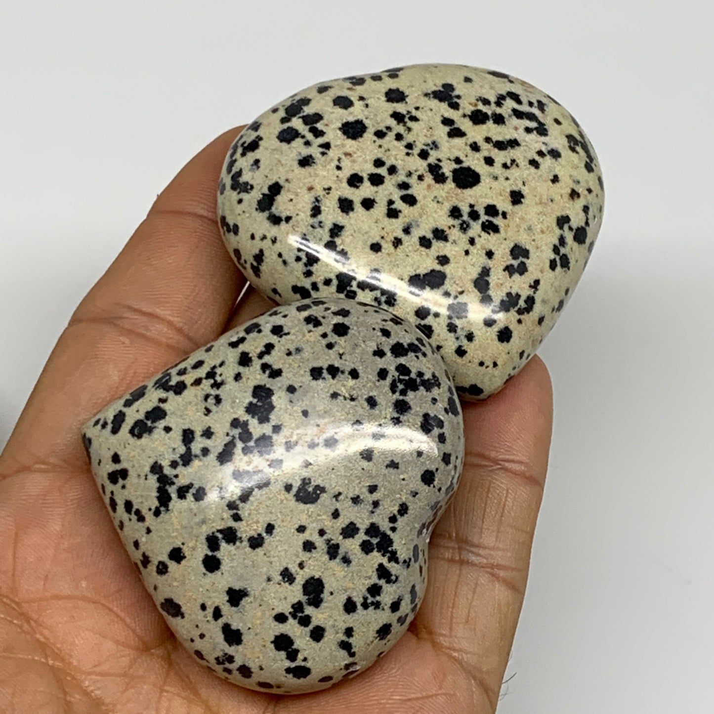 2.2 lbs (1000 Grams),1.9"-2", 13pcs, Dalmatian Jasper Heart Gemstone, B29563