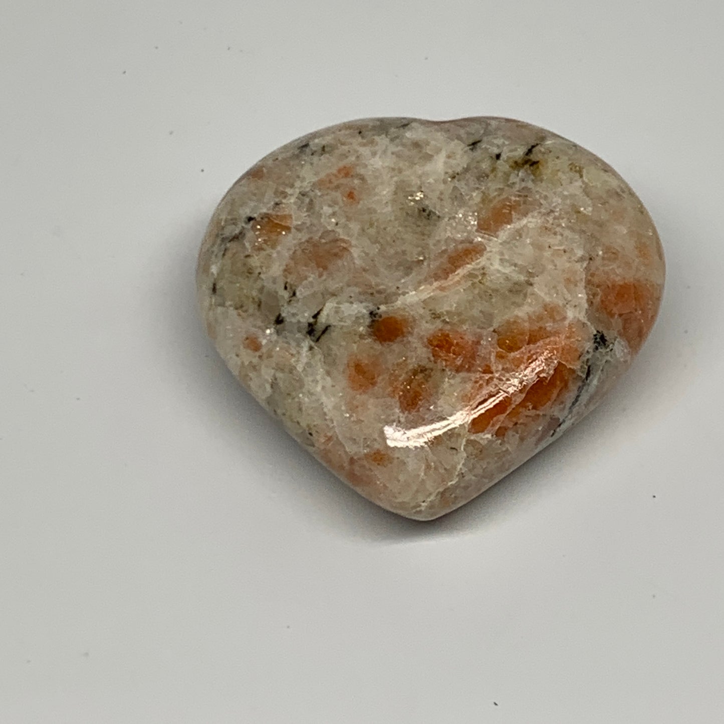 80.9g,2"x2.1"x0.8", Sunstone Heart Polished Healing Crystal @India, B28021