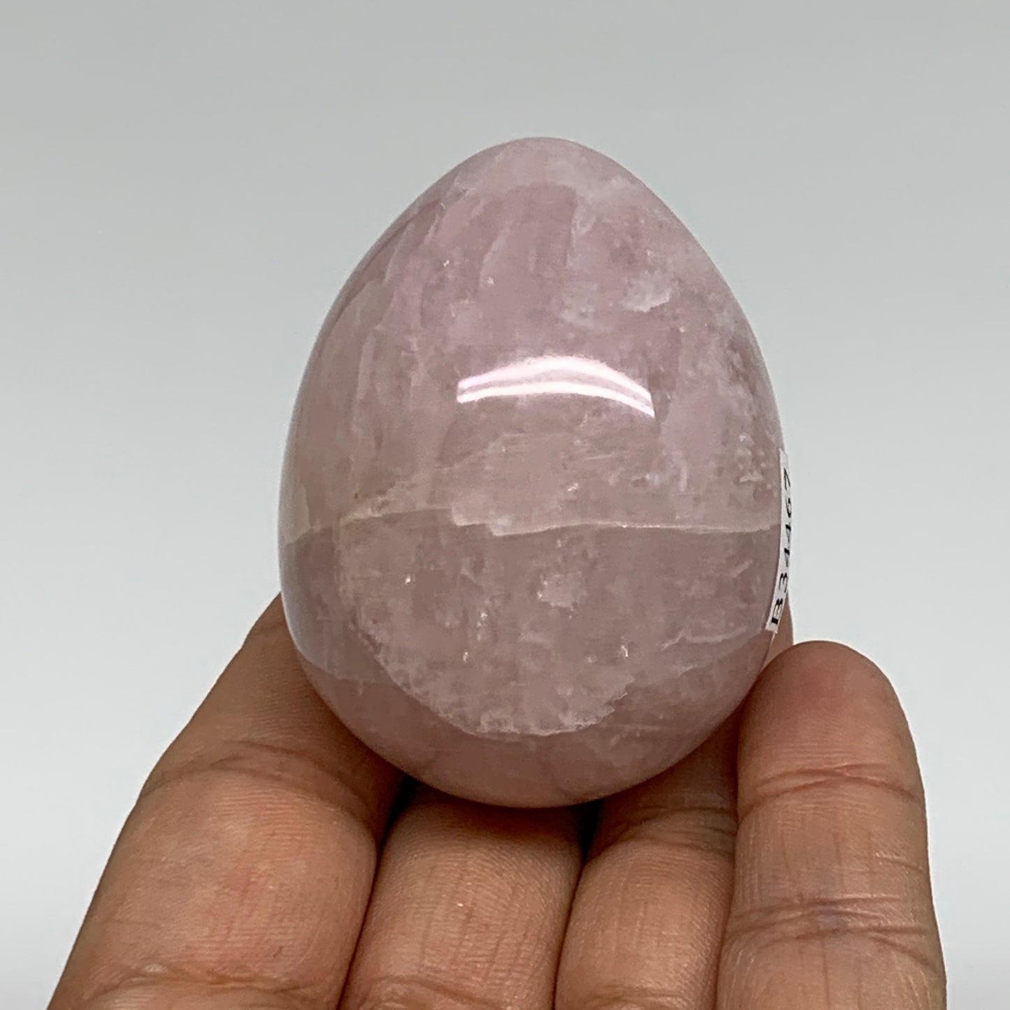 123.1g, 2.1"x1.6", Natural Gemstone Pink Rose Quartz Egg Crystal @India, B34467