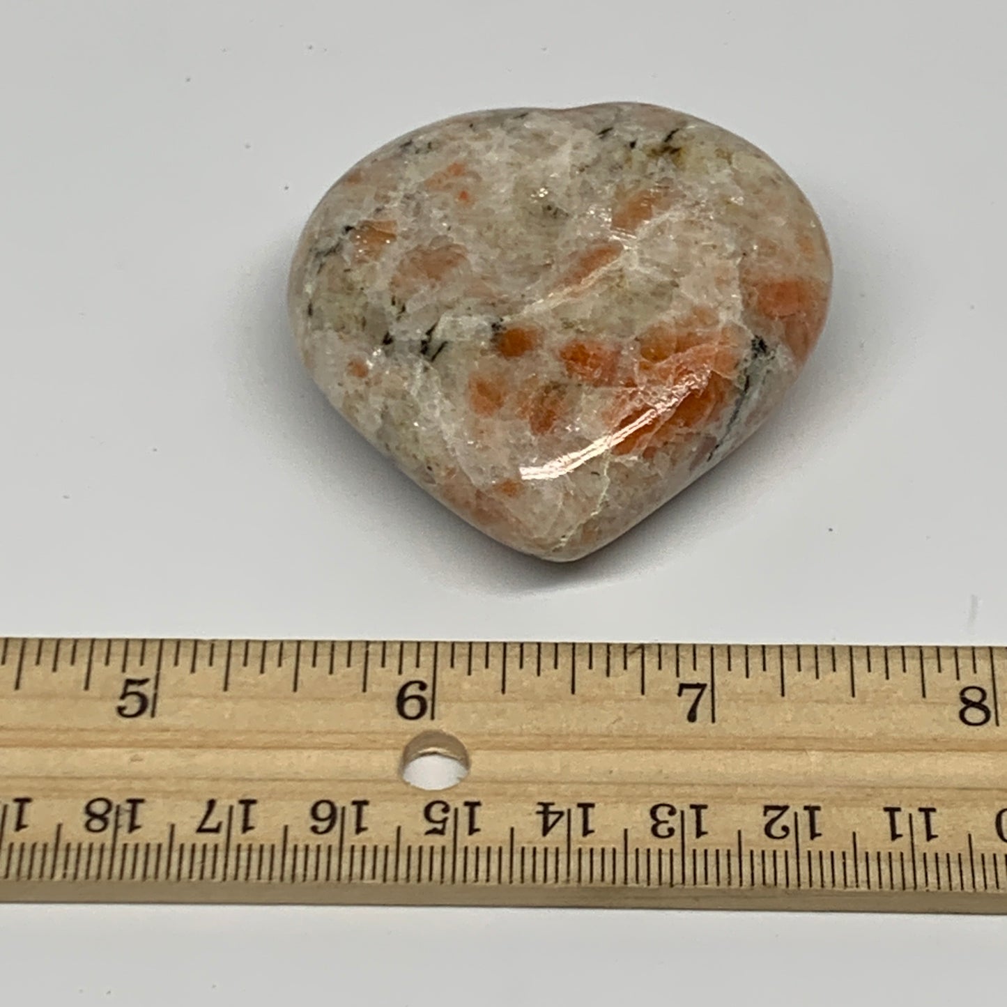80.9g,2"x2.1"x0.8", Sunstone Heart Polished Healing Crystal @India, B28021
