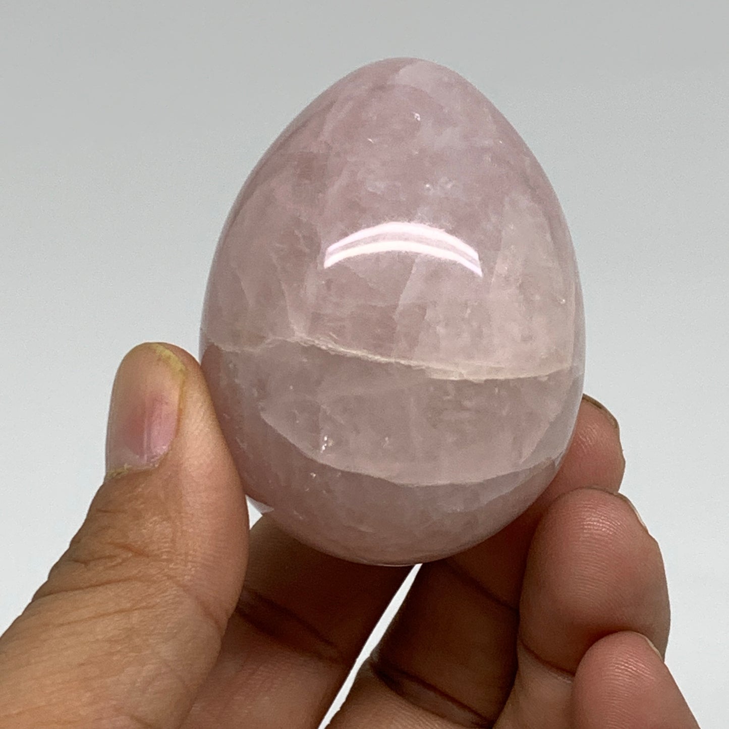 123.1g, 2.1"x1.6", Natural Gemstone Pink Rose Quartz Egg Crystal @India, B34467