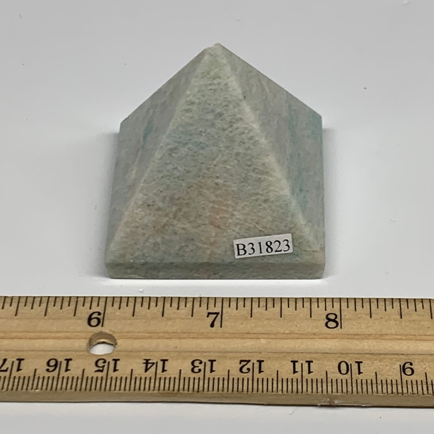 130.6g, 1.9"x2"x1.9", Amazonite Pyramid Gemstone, Decorative Stone, B31823