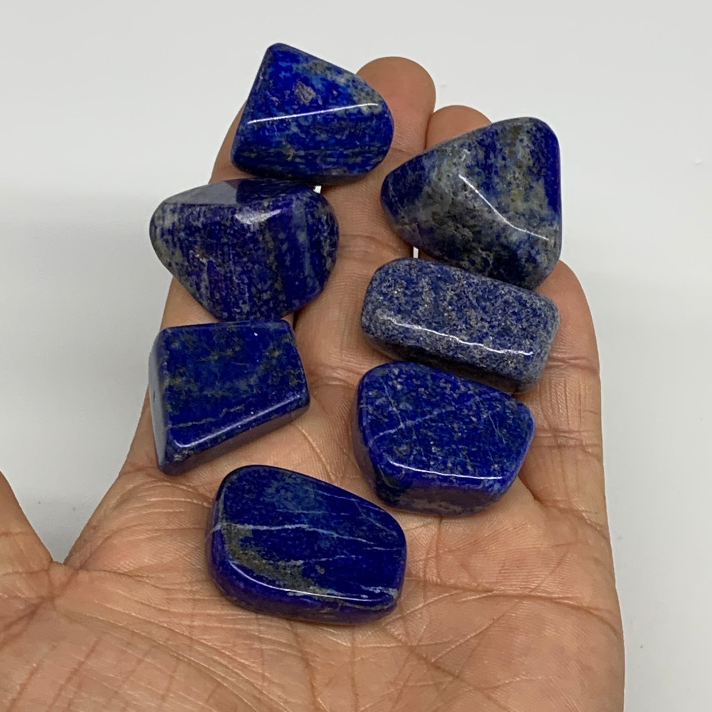 118.5g,0.9"-1.2", 7pcs, Natural Lapis Lazuli Tumbled Stone @Afghanistan, B30300