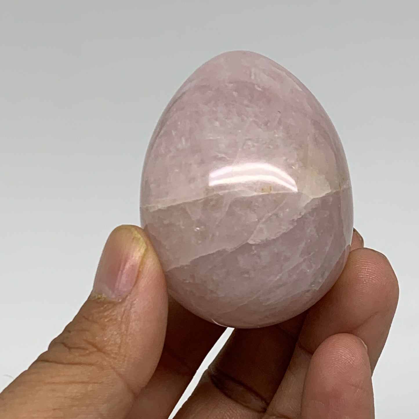 123.1g, 2.1"x1.6", Natural Gemstone Pink Rose Quartz Egg Crystal @India, B34467