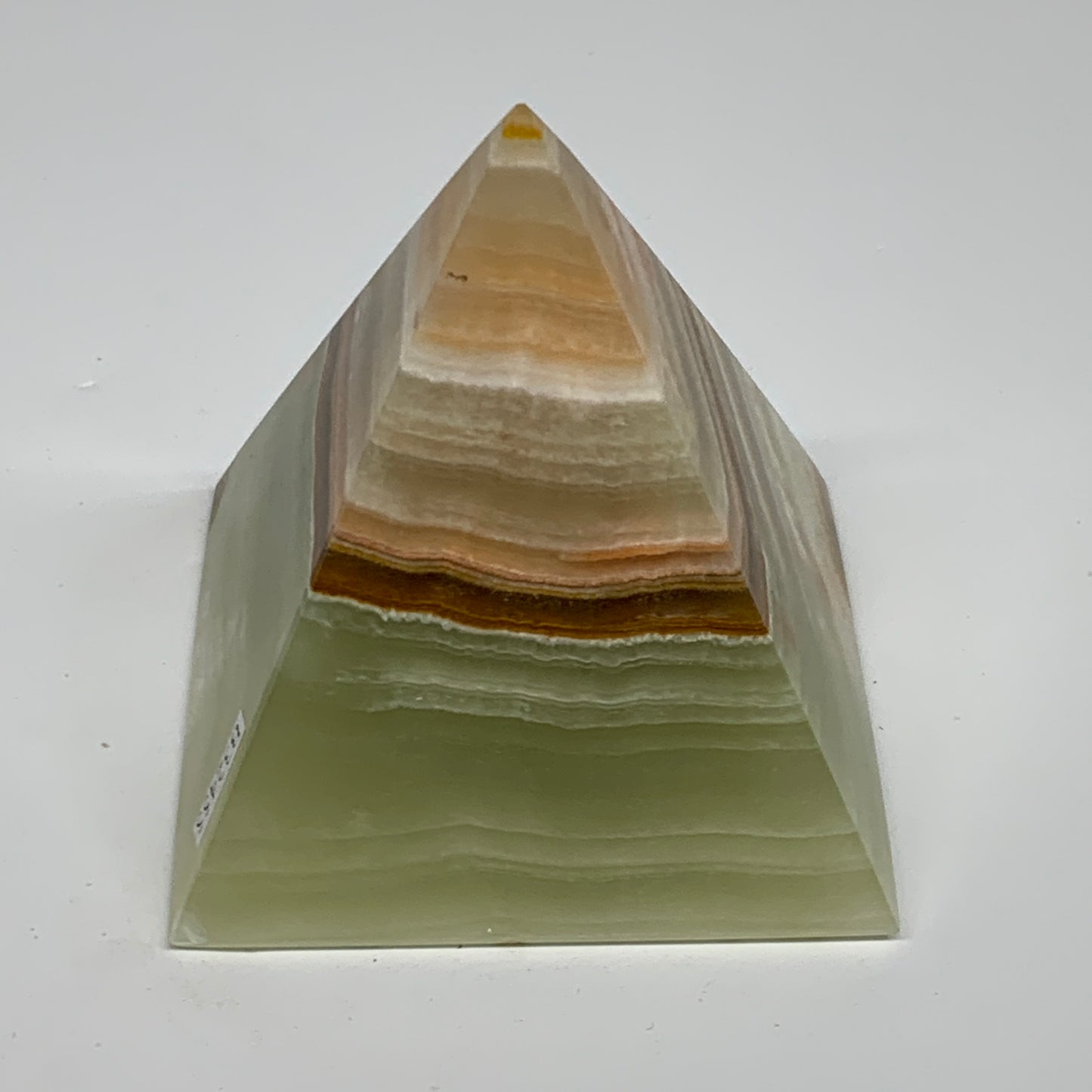 0.91 lbs, 3"x2.9"x2.9", Green Onyx Pyramid Gemstone Crystal, B32455