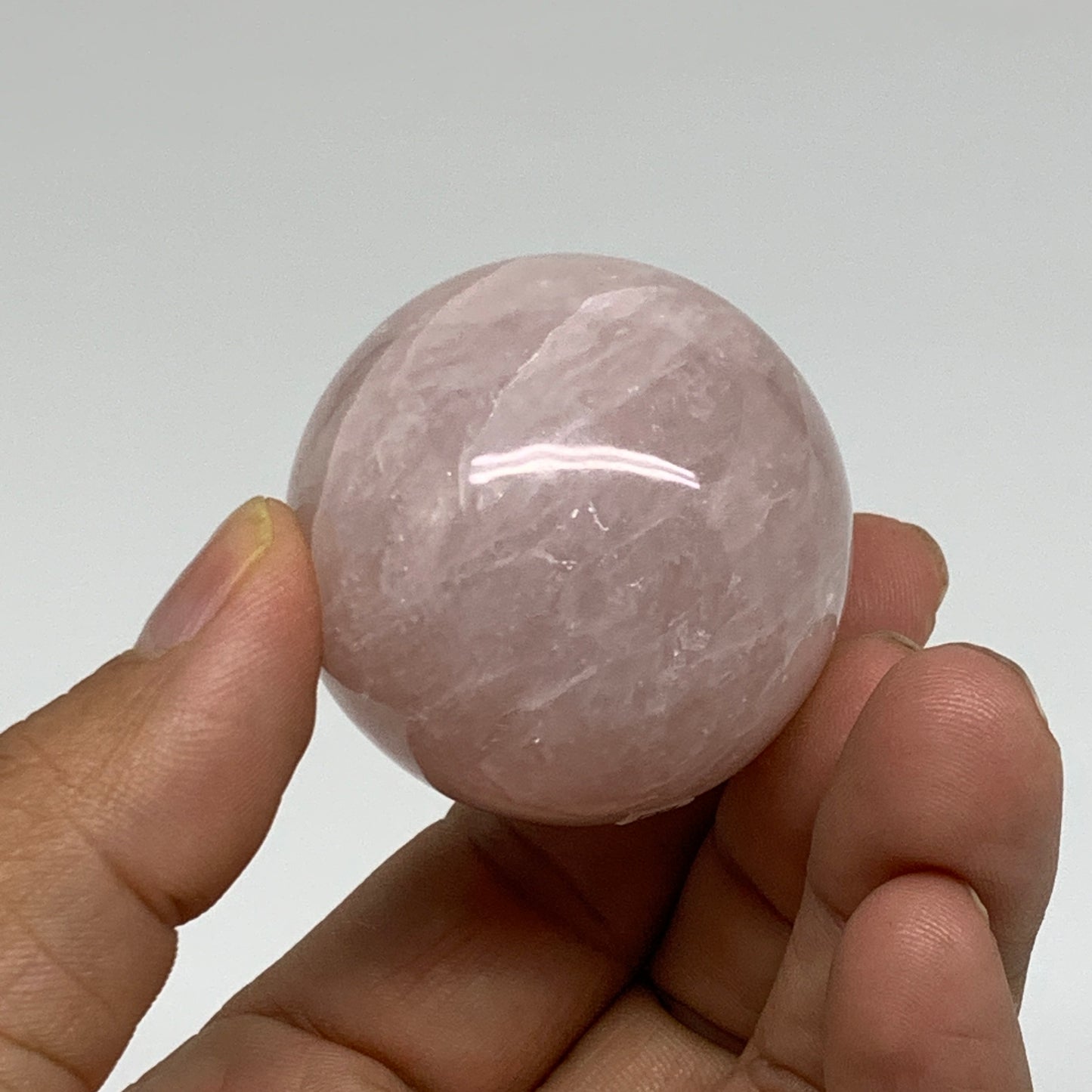 123.1g, 2.1"x1.6", Natural Gemstone Pink Rose Quartz Egg Crystal @India, B34467