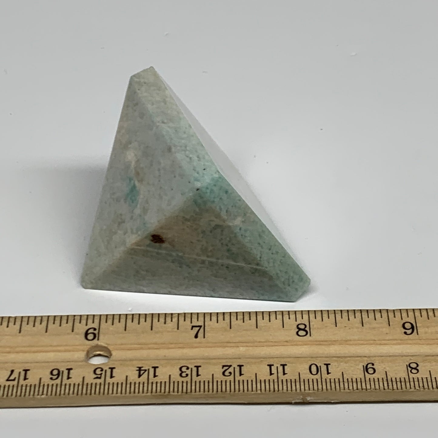 130.6g, 1.9"x2"x1.9", Amazonite Pyramid Gemstone, Decorative Stone, B31823