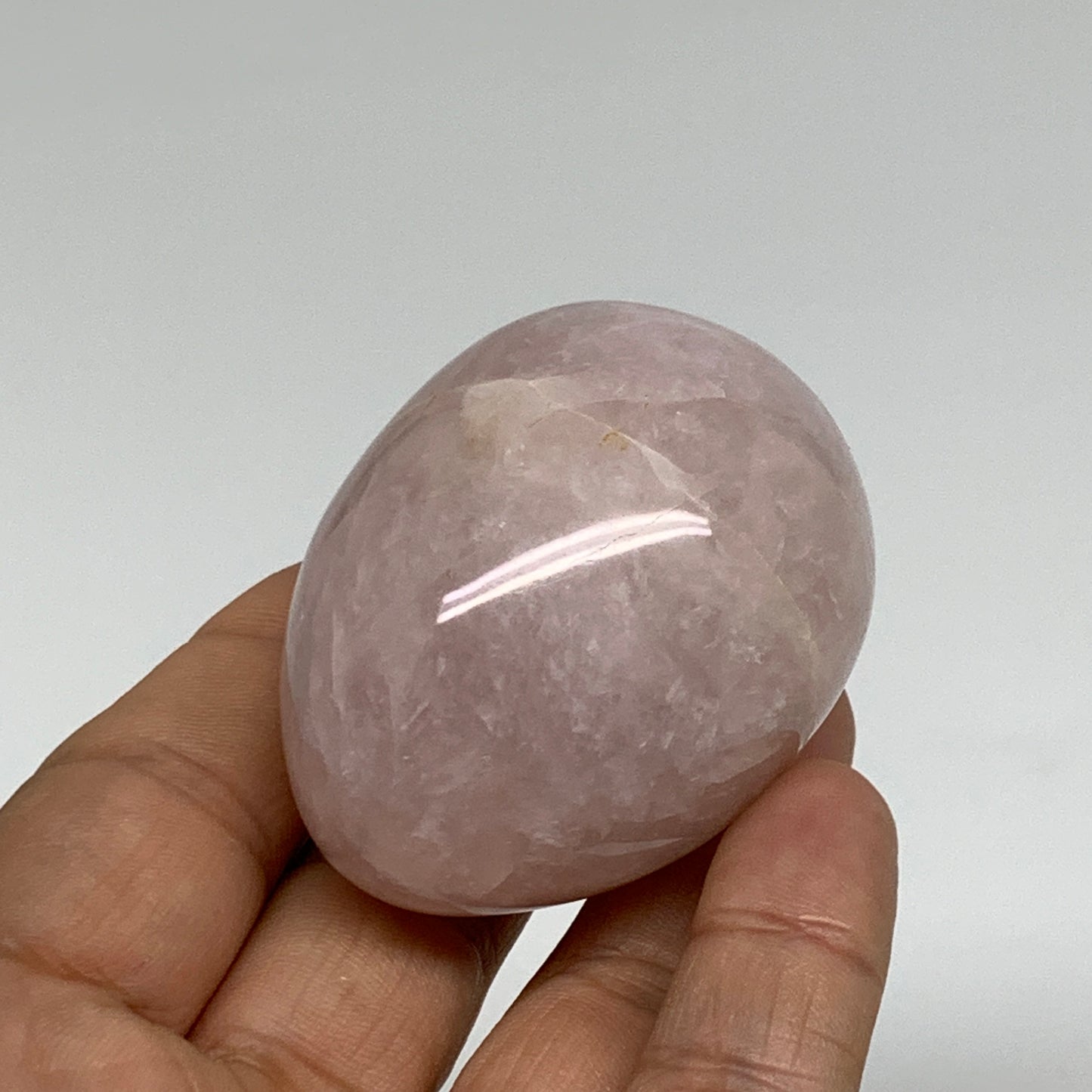 123.1g, 2.1"x1.6", Natural Gemstone Pink Rose Quartz Egg Crystal @India, B34467