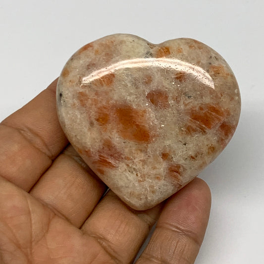 81.4g,2"x2.2"x0.7", Sunstone Heart Polished Healing Crystal @India, B28022