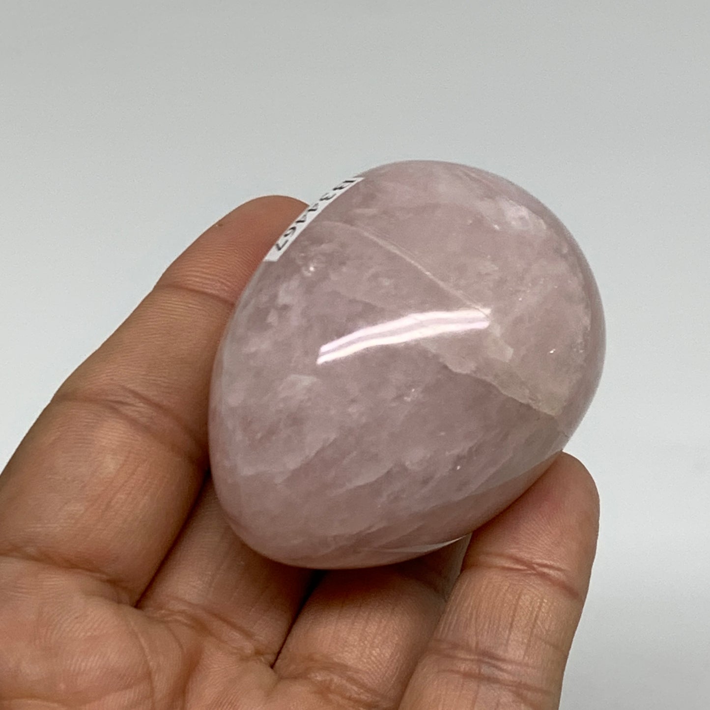 123.1g, 2.1"x1.6", Natural Gemstone Pink Rose Quartz Egg Crystal @India, B34467