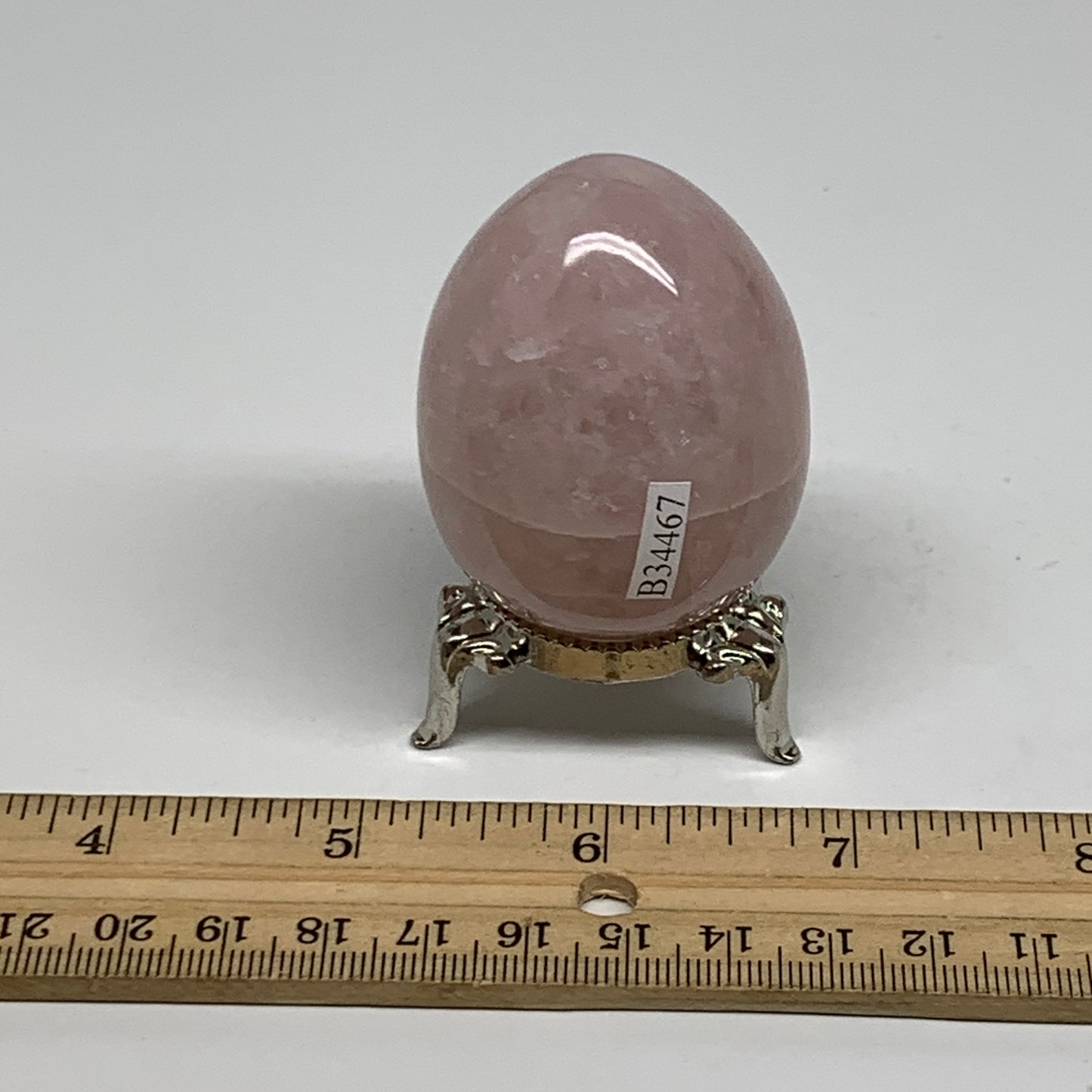 123.1g, 2.1"x1.6", Natural Gemstone Pink Rose Quartz Egg Crystal @India, B34467