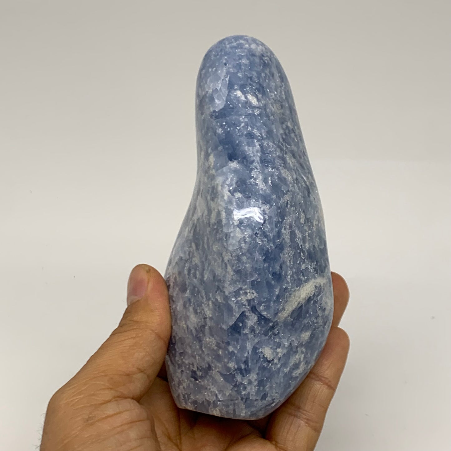1.22 lbs, 4.8"x2.7"x1.9", Natural Blue Calcite Polished Freeform Stands, B38356