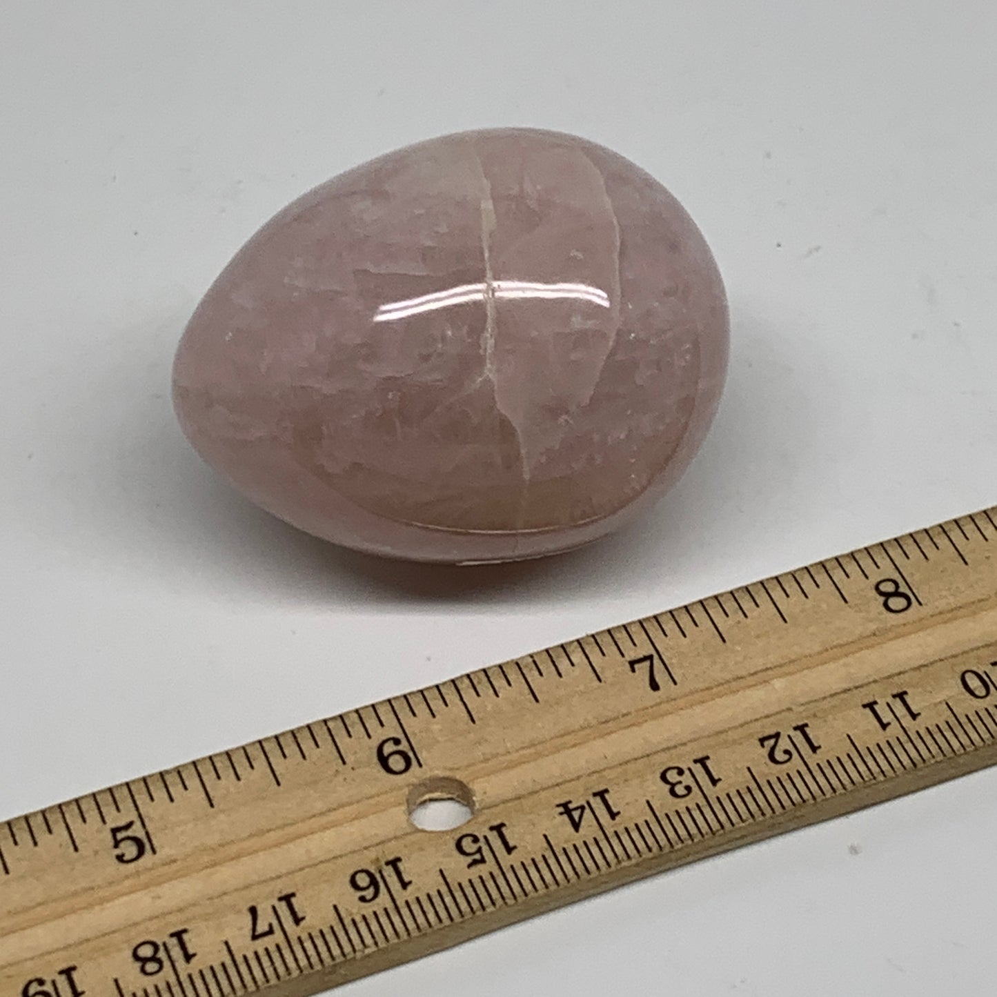 123.1g, 2.1"x1.6", Natural Gemstone Pink Rose Quartz Egg Crystal @India, B34467
