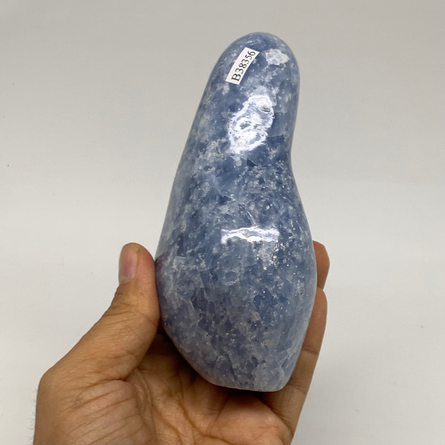 1.22 lbs, 4.8"x2.7"x1.9", Natural Blue Calcite Polished Freeform Stands, B38356