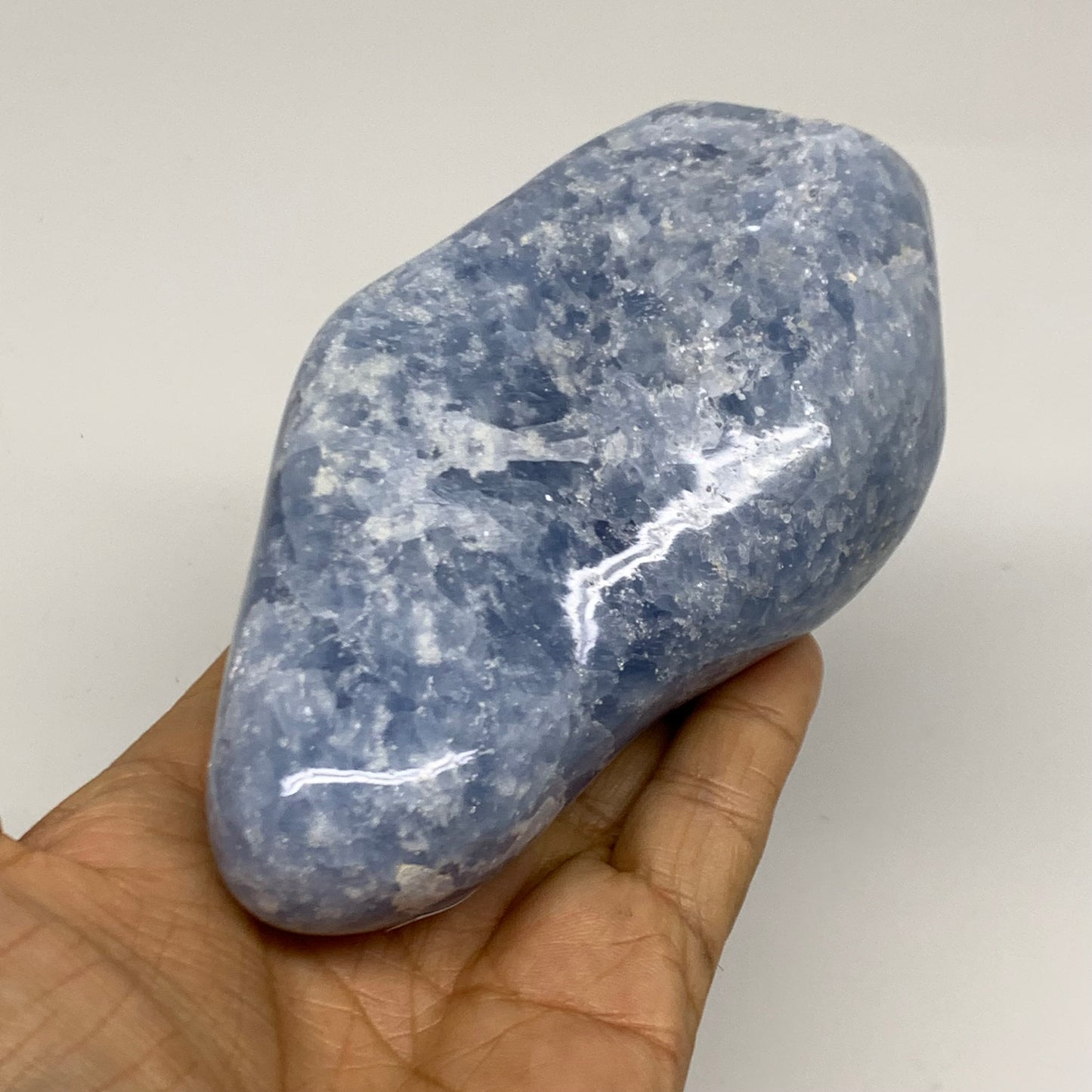 1.22 lbs, 4.8"x2.7"x1.9", Natural Blue Calcite Polished Freeform Stands, B38356