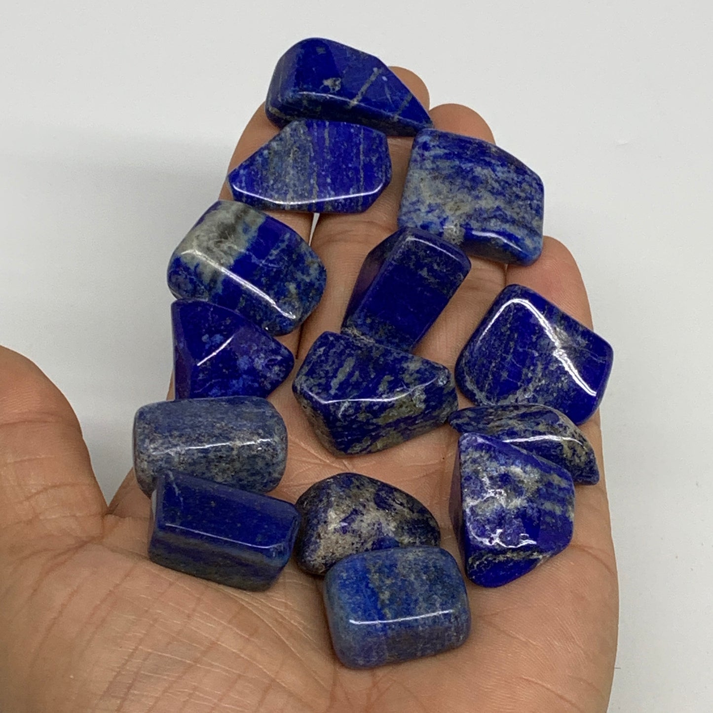 127.6g,0.7"-1.2", 14pcs, Natural Lapis Lazuli Tumbled Stone @Afghanistan, B30301