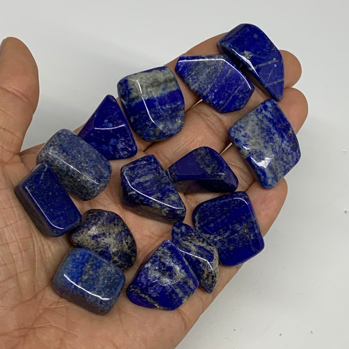 127.6g,0.7"-1.2", 14pcs, Natural Lapis Lazuli Tumbled Stone @Afghanistan, B30301
