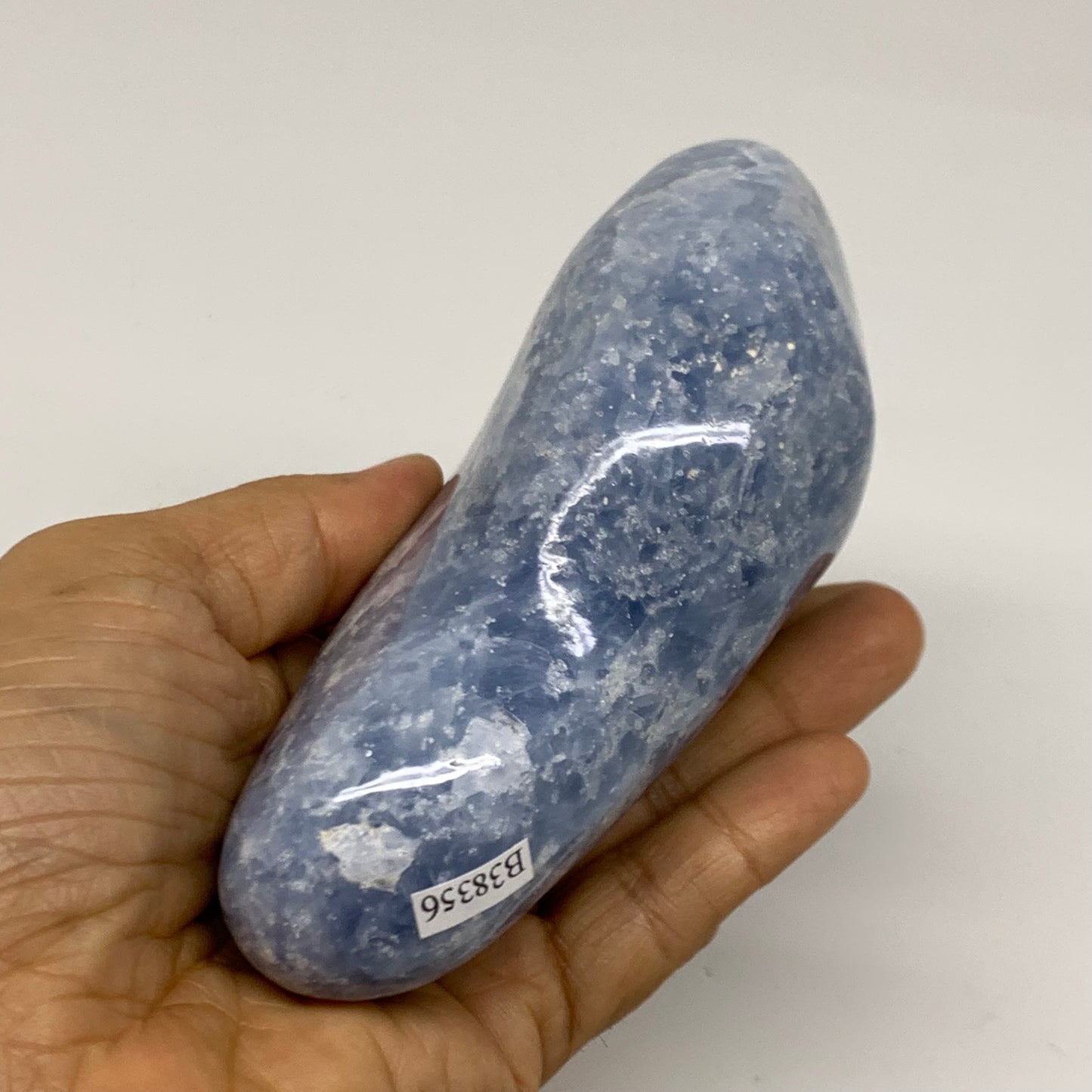 1.22 lbs, 4.8"x2.7"x1.9", Natural Blue Calcite Polished Freeform Stands, B38356