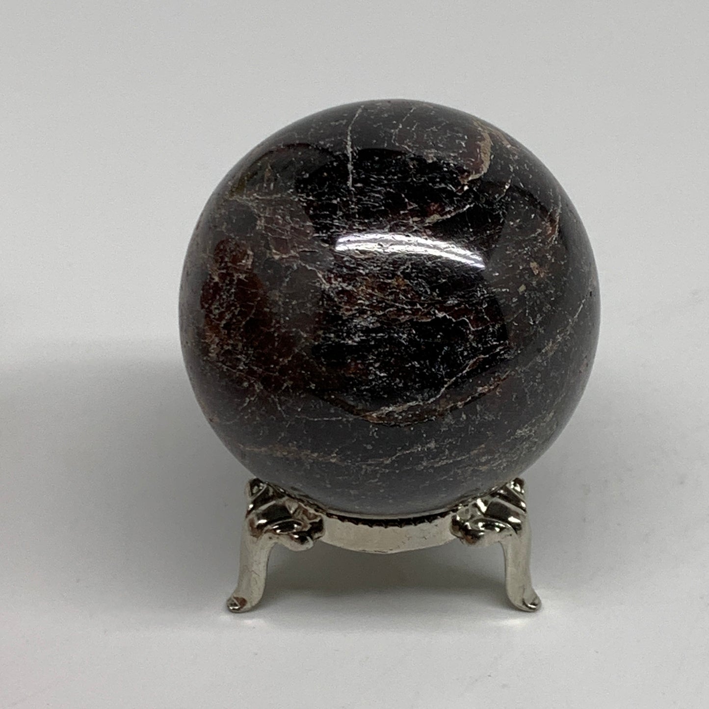 320g, 2.1"(53mm), Natural Red Garnet Sphere Ball Gemstone Polished, B35241