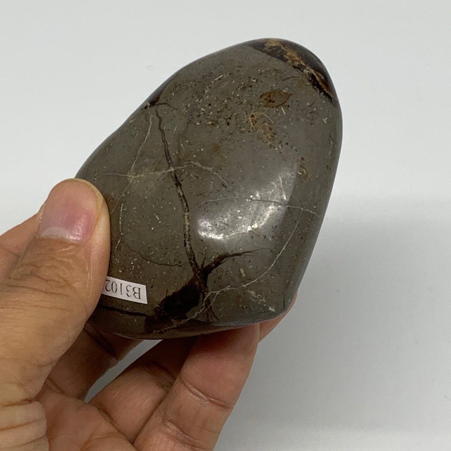 0.58 lbs, 2.7"x3.1"x1.5" Septarian Nodules Heart Polished Healing Crystal, B3102