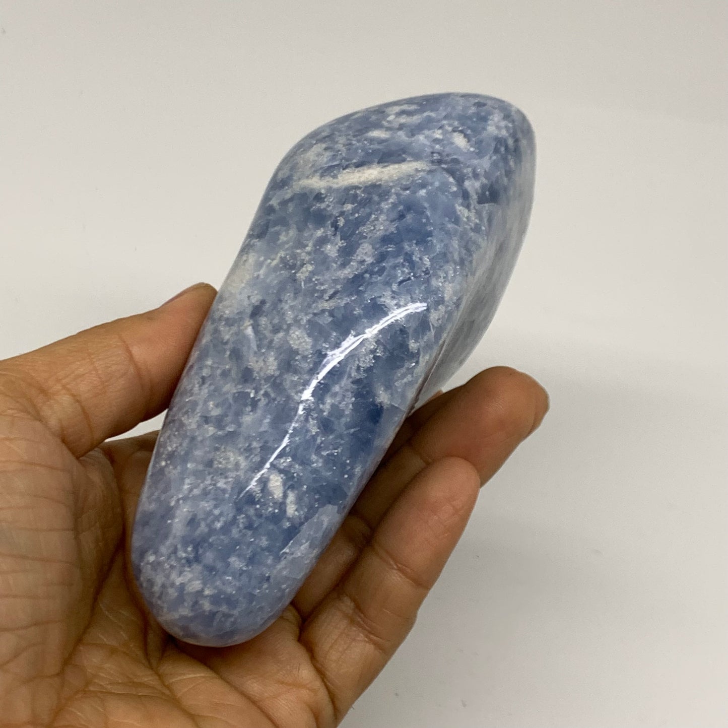 1.22 lbs, 4.8"x2.7"x1.9", Natural Blue Calcite Polished Freeform Stands, B38356