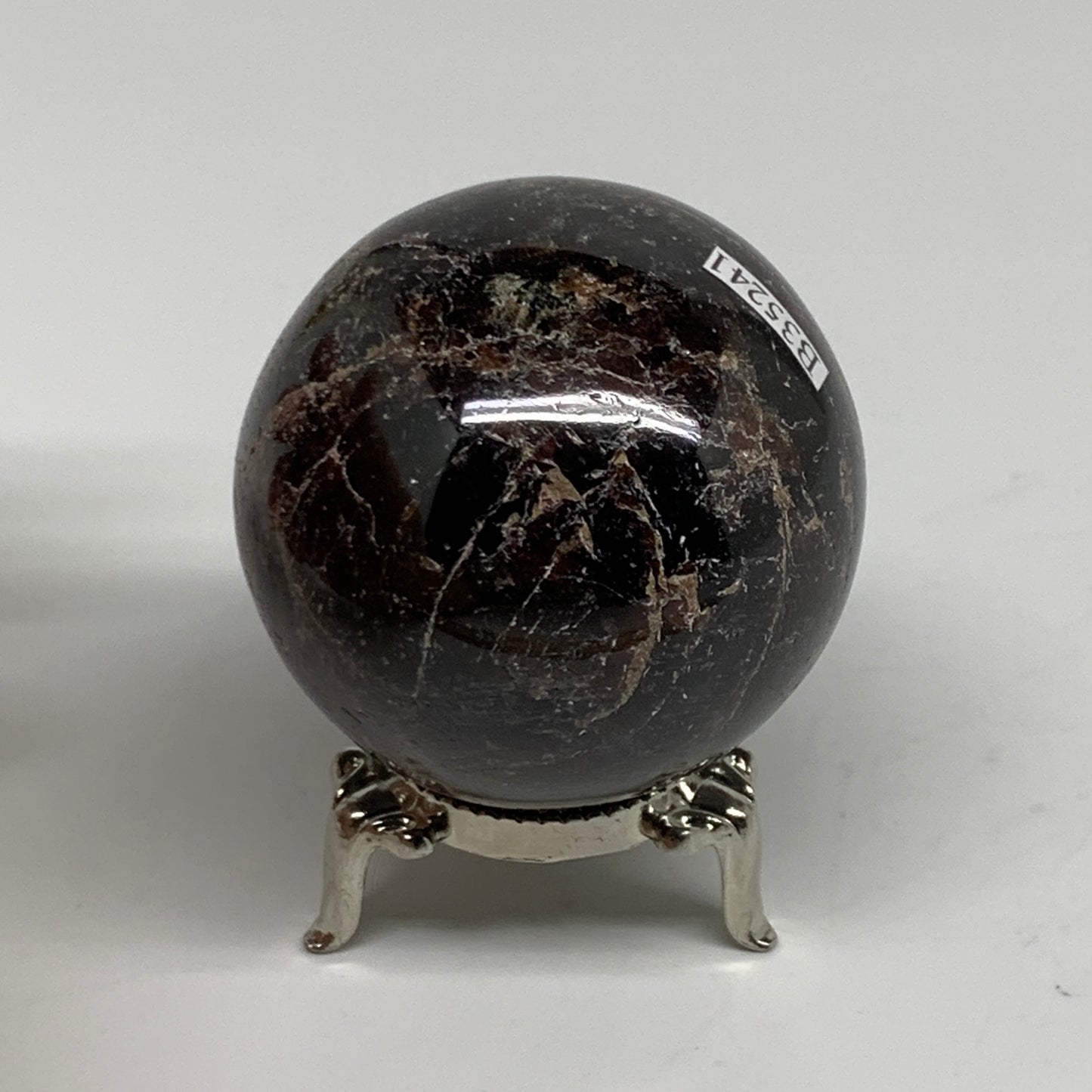 320g, 2.1"(53mm), Natural Red Garnet Sphere Ball Gemstone Polished, B35241