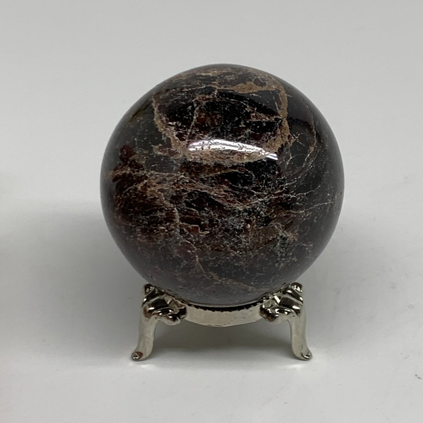 320g, 2.1"(53mm), Natural Red Garnet Sphere Ball Gemstone Polished, B35241