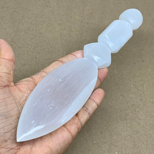 0.54 lbs, 9.6"x1.9"x0.7", Natural Selenite Crystal Dagger (Satin Spar), B36569