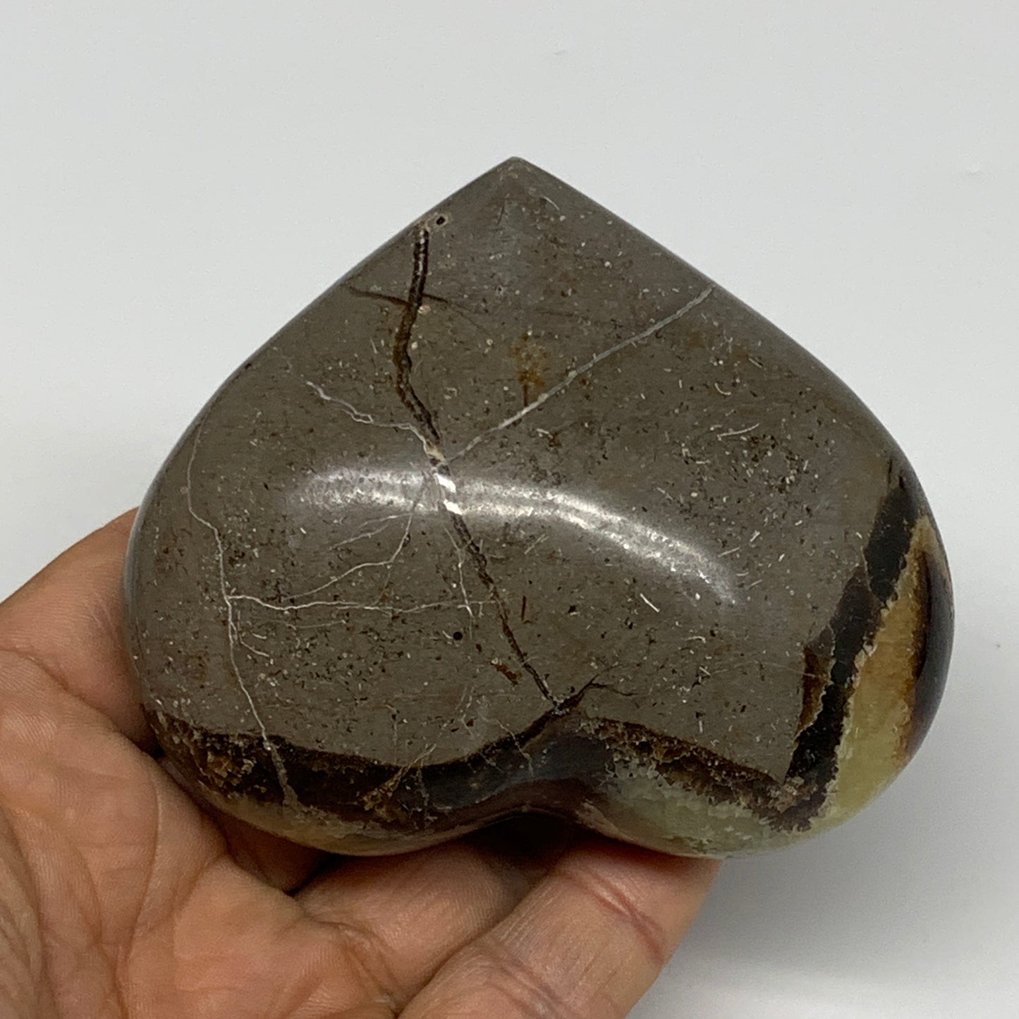 0.58 lbs, 2.7"x3.1"x1.5" Septarian Nodules Heart Polished Healing Crystal, B3102