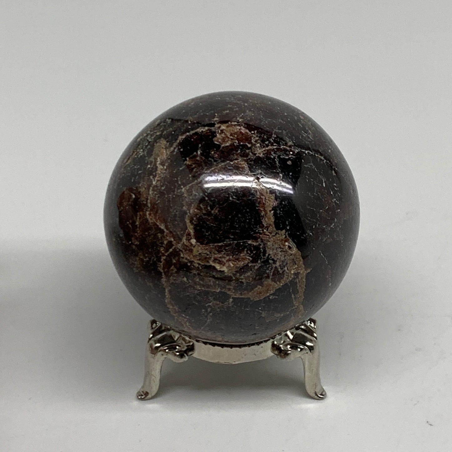 320g, 2.1"(53mm), Natural Red Garnet Sphere Ball Gemstone Polished, B35241